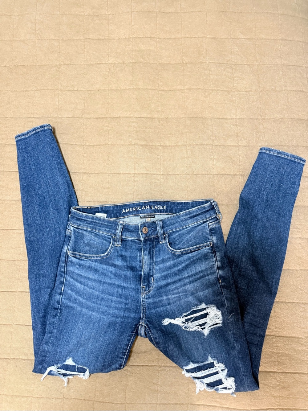 American Eagle Outfitters Blue Distressed Skinny Jeans - Women's